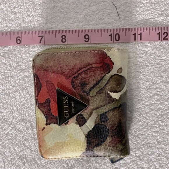 Vintage Y2K Guess Multicolour Watercolour Print Wallet with Guess Logo - Picture 10 of 15